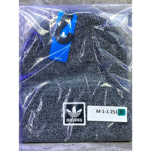 adidas Originals Men's OSFA Black White Tall Fit Utility Beanie Knit Hat - Picture 8 of 8